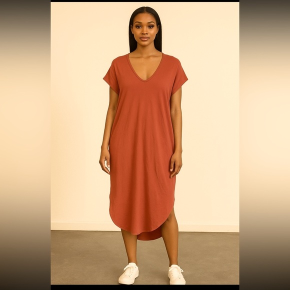 Free People Beach Dress With Pockets Womens Size Small Short Sleeve Burnt Orange - Picture 1 of 10